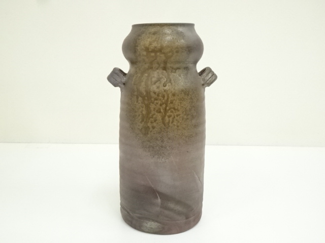  備前焼　唐桶報徳造　花入（共箱）